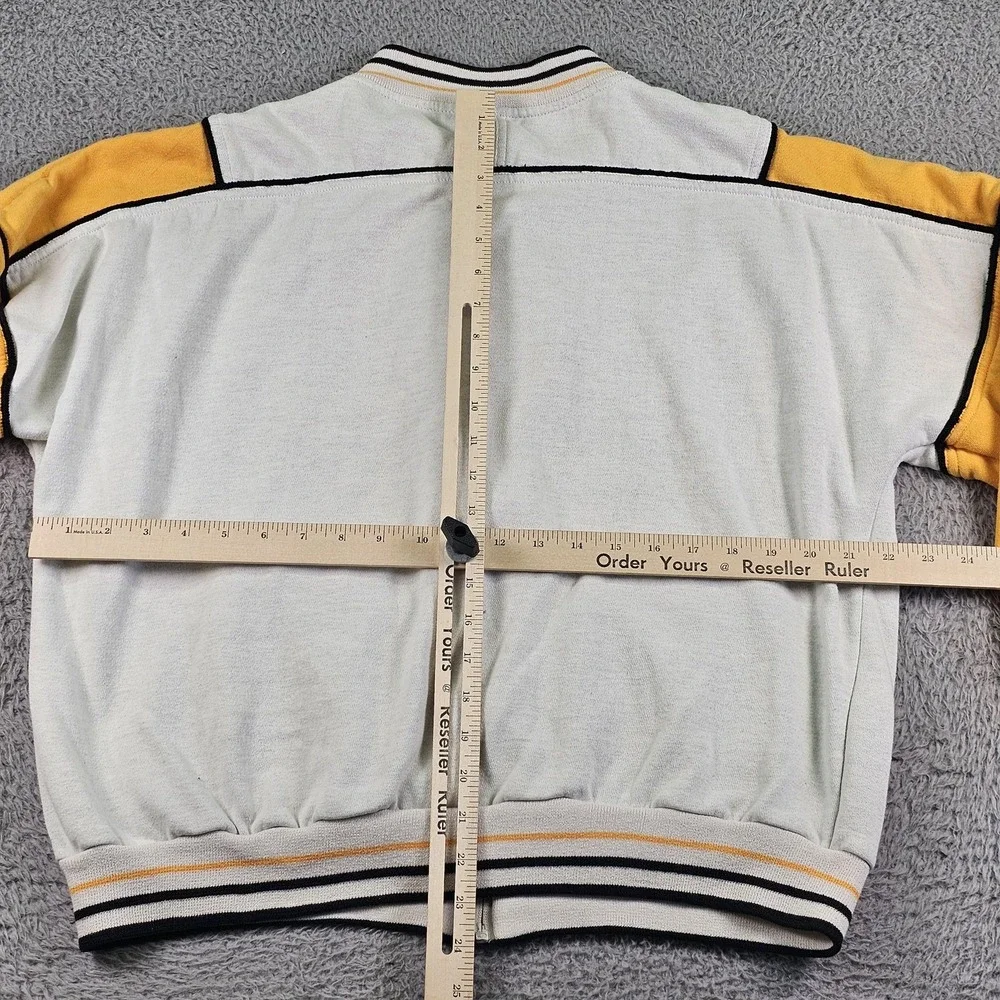 Vintage Adidas Jacket Mens Medium Large White Yellow‎ Track Full Zip Trefoil 90s